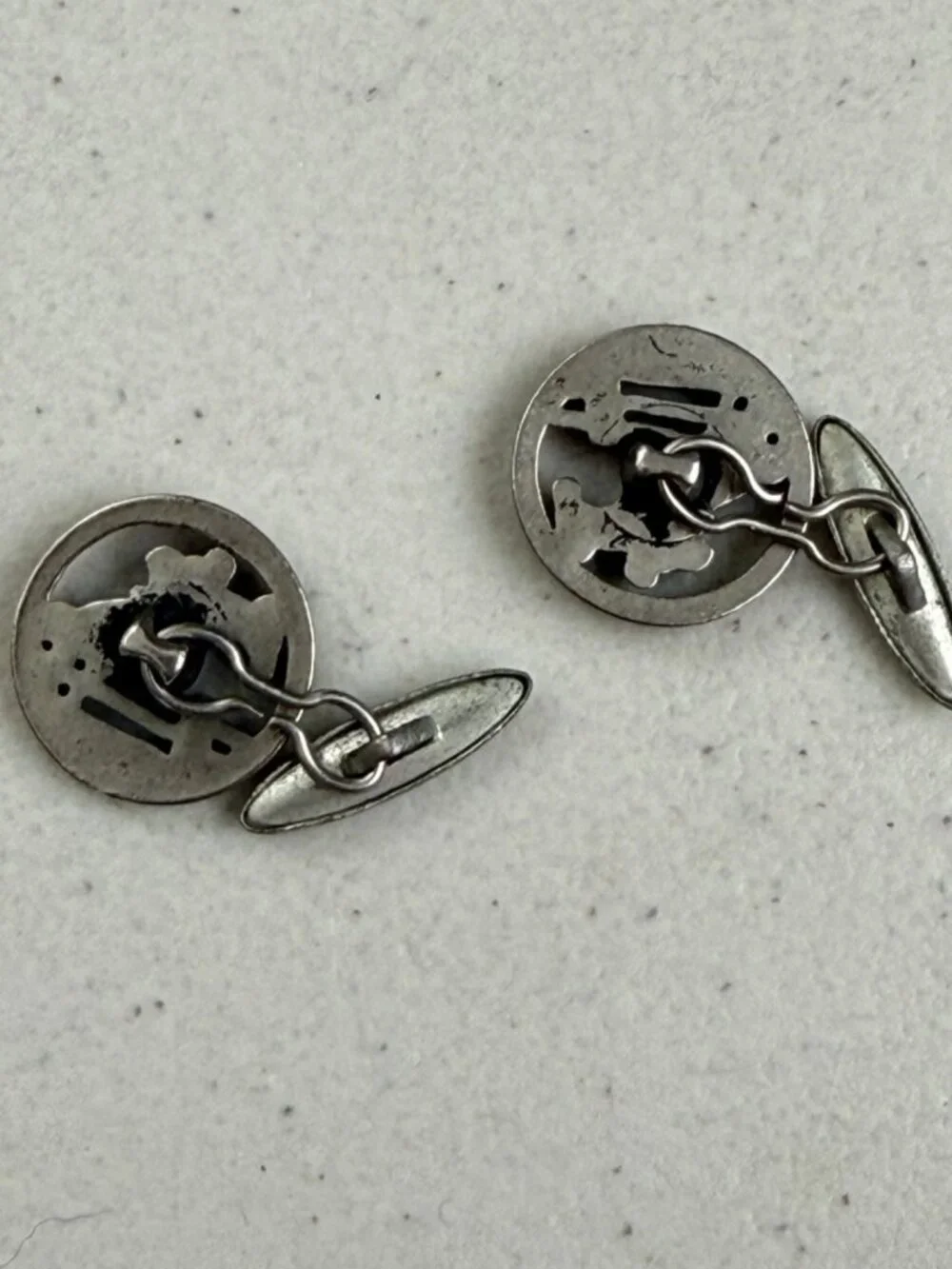 Vintage Equestrian Cuff Links 70s Silver Tone Metal Horseback Riding Cufflinks